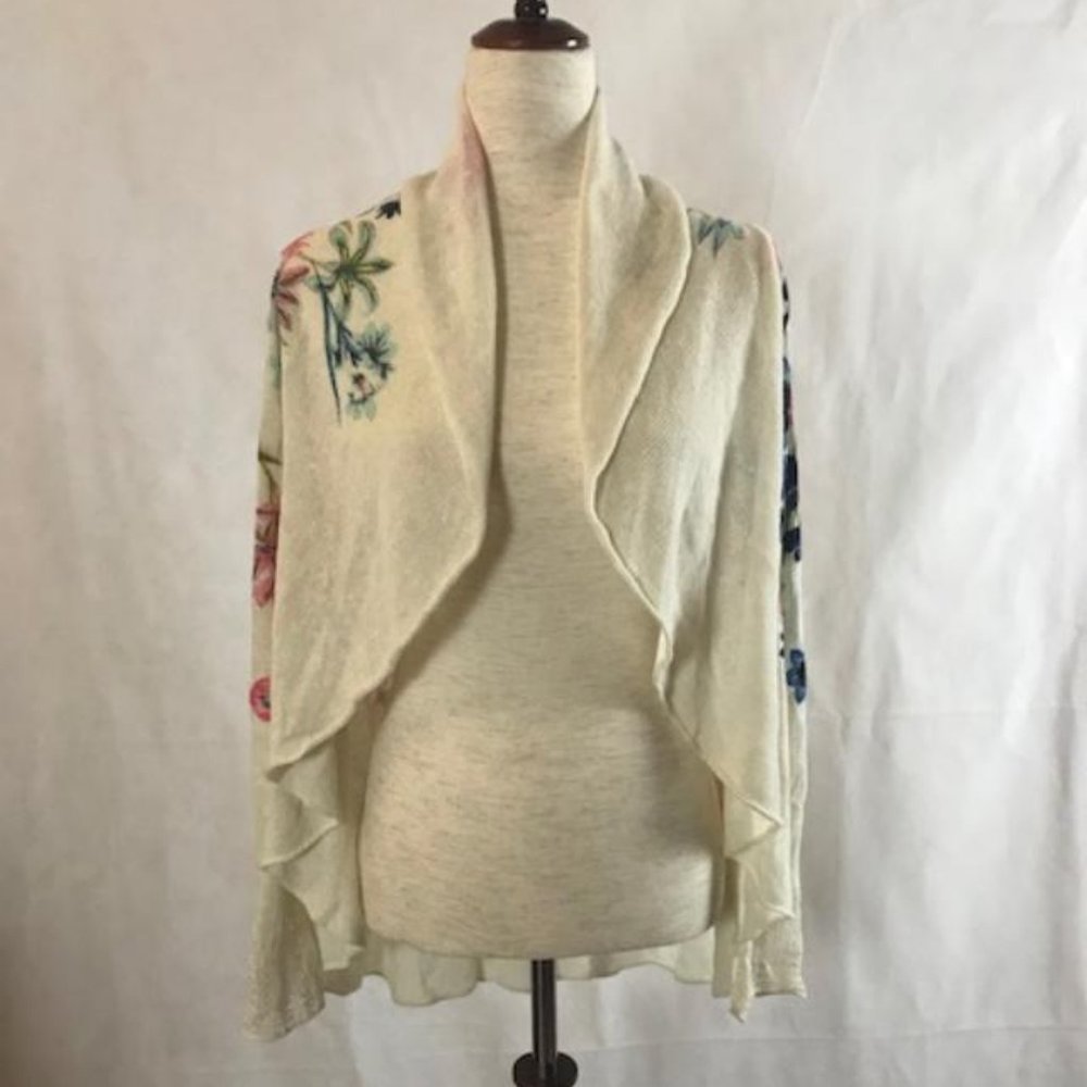 NWT Anthropologie Shawl-Collared Cardigan with Floral Print and Swing Hem Size M